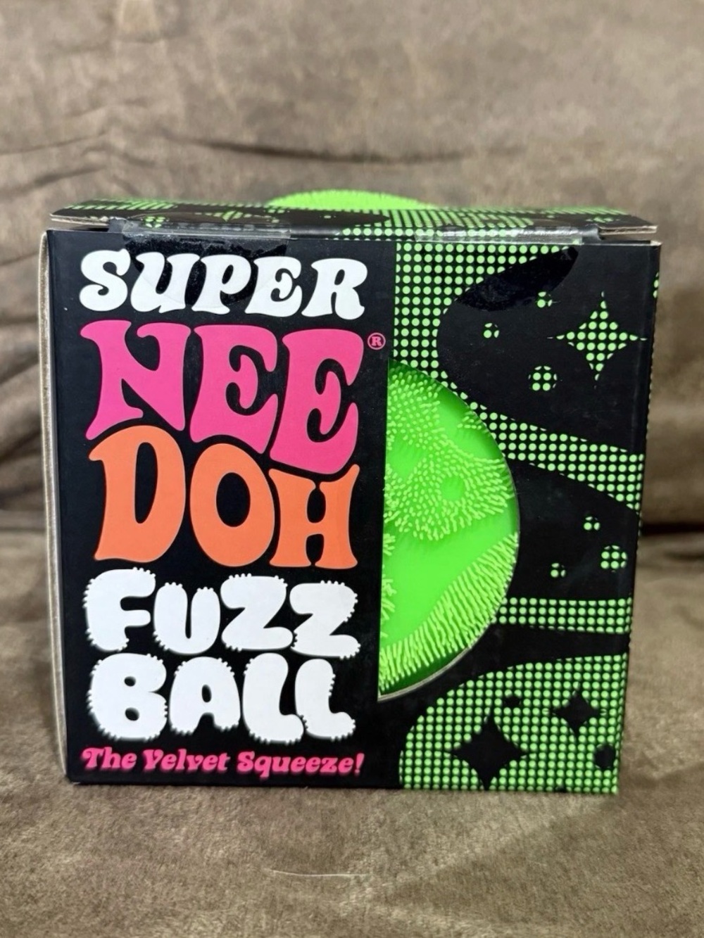 NeeDoh Super Fuzz Ball GREEN Giant Nee Doh Stress Ball XL Squish Toy AUTHENTIC